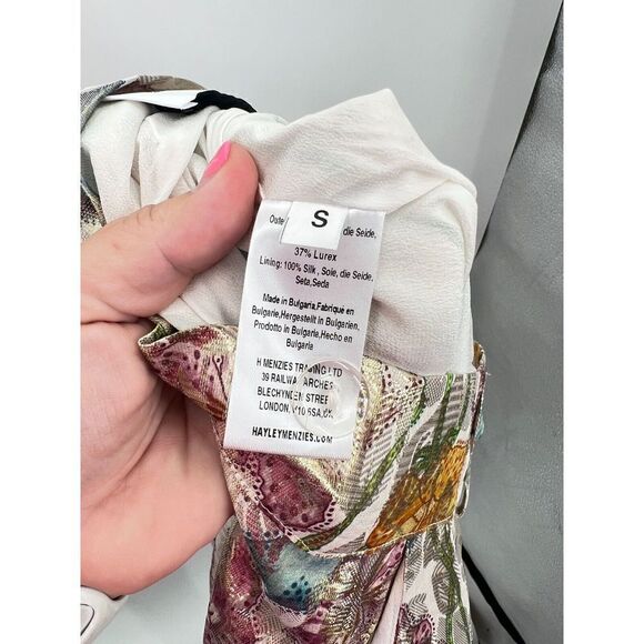 Hayley Menzies Shimmering Bonita Silk Jacquard Tailored Trousers Size Small - Picture 13 of 15